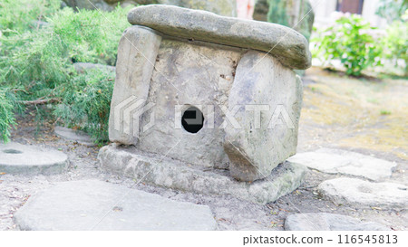 ancient stone megalith megalithic russia dolmen outdoor forest caucasus tourism old travel 116545813