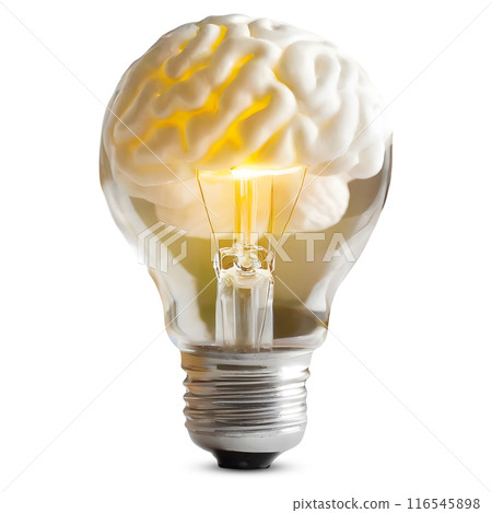 Lamp and brain symbol of mind and intelligence. Concept idea in business and education, startup and entrepreneurship. Lamp and brain symbol of mind and intelligence. Concept idea in business and education, startup and entrepreneurship. 116545898