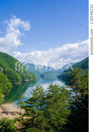"A magnificent summer view" A lakeside landscape surrounded by greenery "A magnificent summer view" A lakeside landscape surrounded by greenery 116546232