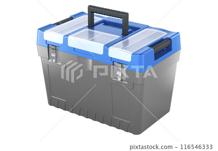 Plastic tool organizer box, tool box. 3D rendering Plastic tool organizer box, tool box. 3D rendering 116546333