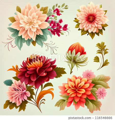 Floral classic wallpaper. Vintage blossom art. Romantic bouquet. Generative AI 116546666