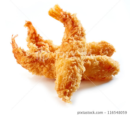 fried shrimps on white background fried shrimps on white background 116548059
