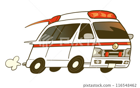 Illustration material of an ambulance in a hurry Illustration material of an ambulance in a hurry 116548462