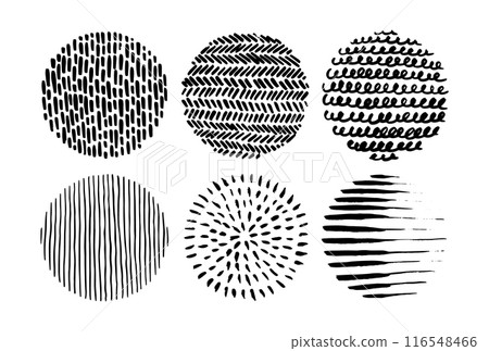 Hand drawn circles. Round abstract black backgrounds or patterns. Line sketch trendy set. Hand drawn Hand drawn circles. Round abstract black backgrounds or patterns. Line sketch trendy set. Hand drawn 116548466