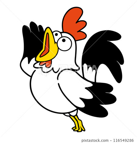 Illustration of a rooster roaring with hands up Illustration of a rooster roaring with hands up 116549286