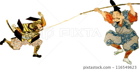 Ebisu fighting a samurai with a fishing rod 116549623