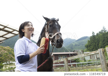 照顧一匹馬的女人 116549719