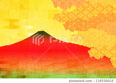 Mt. Fuji Japanese pattern New Year's card background Mt. Fuji Japanese pattern New Year's card background 116550018