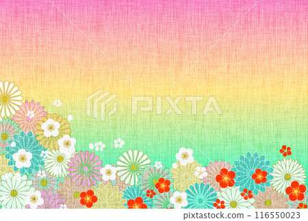 Plum, chrysanthemum, Japanese pattern, New Year's card, background Plum, chrysanthemum, Japanese pattern, New Year's card, background 116550023