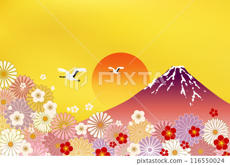 Mt. Fuji Japanese pattern New Year's card background Mt. Fuji Japanese pattern New Year's card background 116550024