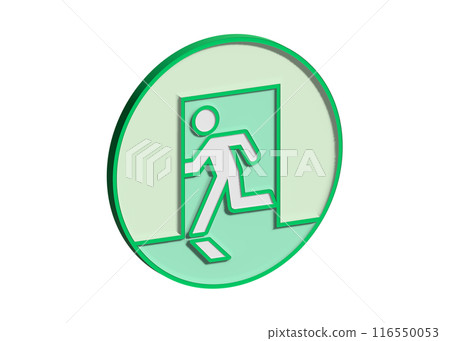 Emergency exit sign Realistic and three-dimensional 3D stylish emergency exit guide light illustration icon material 116550053