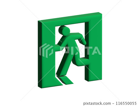 Emergency exit sign Realistic and three-dimensional 3D emergency exit guide light illustration icon material 116550055