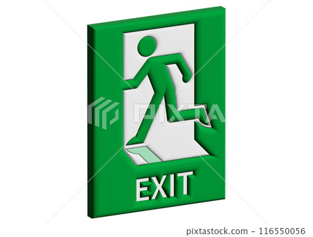 Emergency exit sign Realistic and three-dimensional 3D emergency exit guide light illustration icon material 116550056