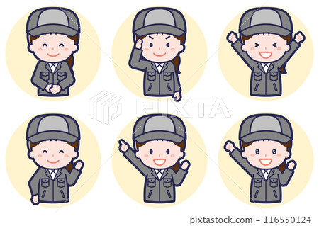 Female factory worker pose set_01 116550124