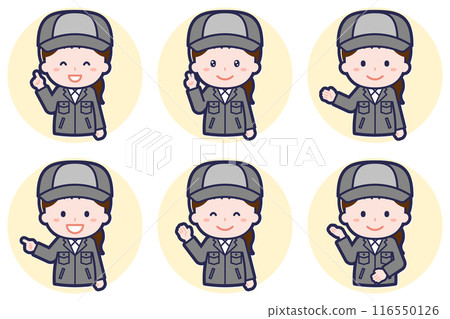 Female factory worker pose set_03 116550126