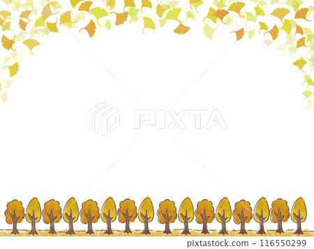 Watercolor style autumn tree frame material 116550299