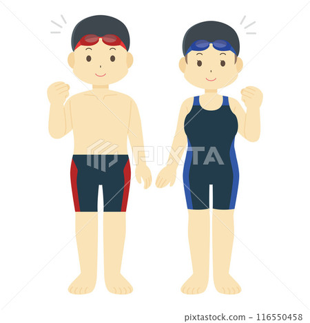 Illustration of men and women wearing swimsuits 116550458