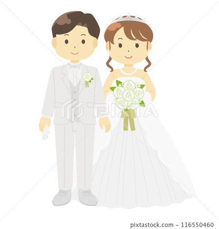 婚禮上的一男一女插畫(西服) 婚禮上的一男一女插畫(西服) 116550460