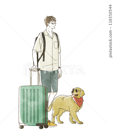 男人和狗在夏天旅行 116550544