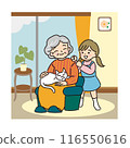 Child patting grandma on the shoulder 116550616