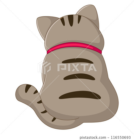 A fat cat shows sadness, curled up with its back turned of illustration 116550693