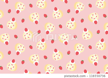 Cute strawberry roll cake seamless pattern Cute strawberry roll cake seamless pattern 116550736