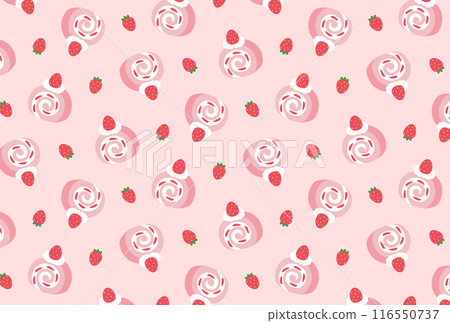 Cute strawberry roll cake seamless pattern 116550737
