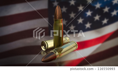 The Bullet on us flag Background  for law or war concept 3d rendering. 116550993