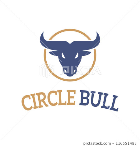 Horned Head Circle Bull Face Animal Nature Logo Template 116551485