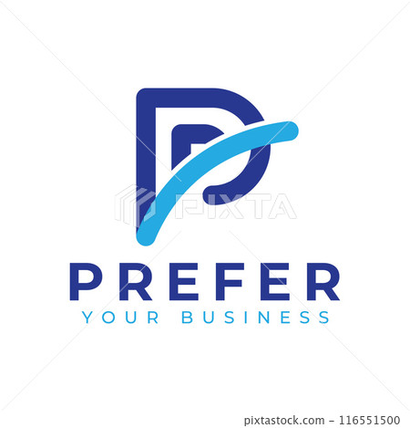 P Letter Prefer Business Blue Curve Line Logo Template 116551500