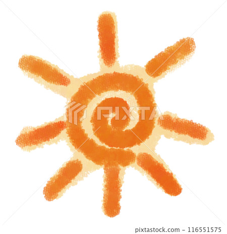 手繪風格可愛的橙色太陽 116551575