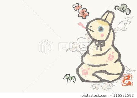 蛇年,蛇年,蛇年,新年賀卡,新年賀卡2025,明信片模板,泥鈴,印刷品,水彩,可愛插畫 116551598