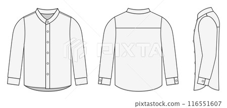 Long sleeve band collar shirt/stand collar shirt vector template illustration 116551607