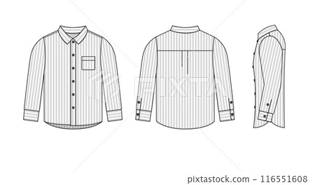 Long sleeve shirt, dress shirt, Y-shirt vector template illustration Long sleeve shirt, dress shirt, Y-shirt vector template illustration 116551608