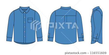 Long sleeve shirt, dress shirt, Y-shirt vector template illustration 116551609