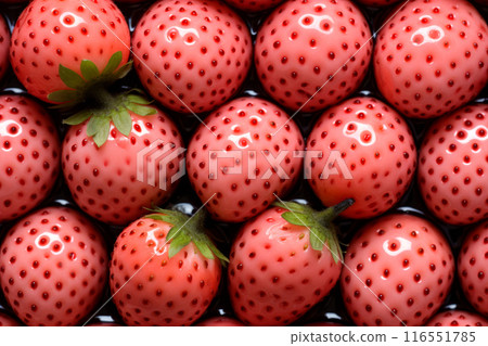 Close-up of multiple vibrant, beautiful strawberry models arranged in container, Generative AI Close-up of multiple vibrant, beautiful strawberry models arranged in container, Generative AI 116551785