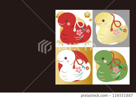New Year 2025 New Year's card 2025 Clay bell Year of the snake Snake Clay bell Postcard template Illustration material New Year 2025 New Year's card 2025 Clay bell Year of the snake Snake Clay bell Postcard template Illustration material 116551887