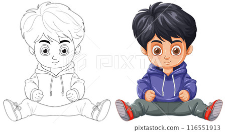 Cute Kid in Hoodie Illustration Cute Kid in Hoodie Illustration 116551913