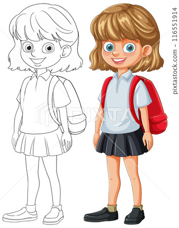 Happy School Girl Illustration Happy School Girl Illustration 116551914