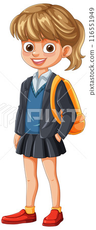 Smiling Schoolgirl with Backpack Smiling Schoolgirl with Backpack 116551949