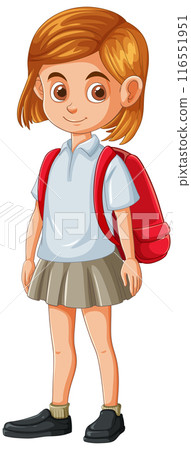 School Girl with Red Backpack School Girl with Red Backpack 116551951