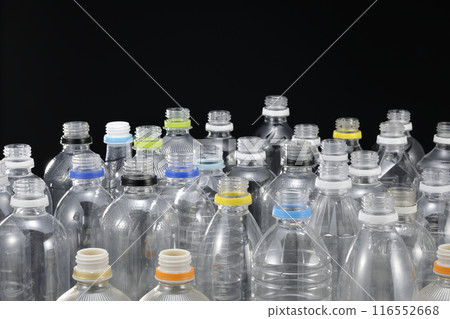 Image of recycled PET bottles and garbage problems 116552668