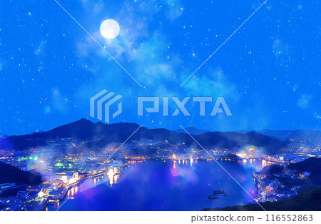 從展望台看到的夜景水彩畫 116552863