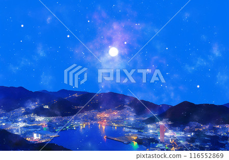Watercolor painting of the night view from the observation deck 116552869