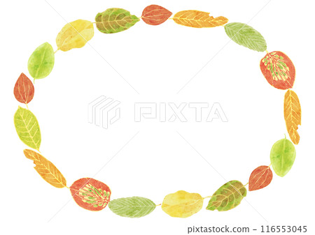 Interesting pattern of fallen leaves frame 2 - watercolor touch Interesting pattern of fallen leaves frame 2 - watercolor touch 116553045