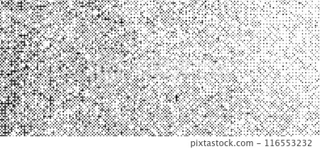 Pixelated grain gradient texture bitmap. Dither grunge background. Abstract dotted glitchy pattern. Video game screen wallpaper. Retro comic pixel art overlay backdrop. Rough speckles effect vector 116553232