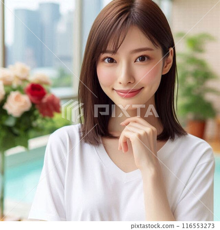 Woman relaxing in a cafe 116553273