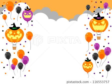 萬聖節,氣球,背景,插圖,橙色,可愛,白天,水平 萬聖節,氣球,背景,插圖,橙色,可愛,白天,水平 116553757