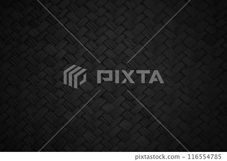 Black bamboo weaving pattern, old woven rattan mat texture for background and design art work. Black bamboo weaving pattern, old woven rattan mat texture for background and design art work. 116554785