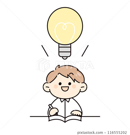 Illustration of a student having an idea while studying 116555202
